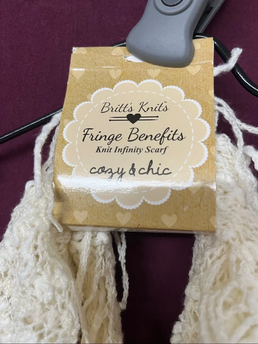 Fringe Infinity Scarf - Red, Cream, Charcoal